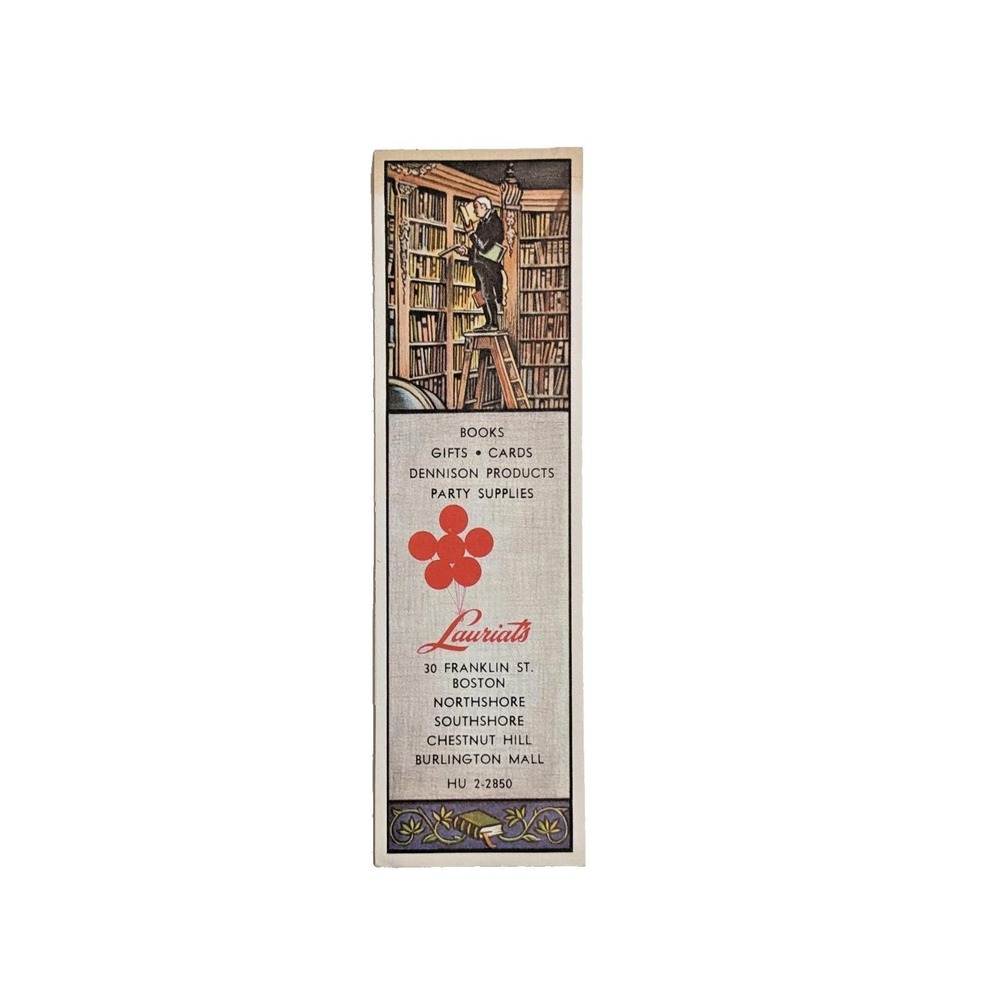 Vintage 1960s Lauriat's Bookstore Boston Bookmark Library Scene Burlington‎ Mall